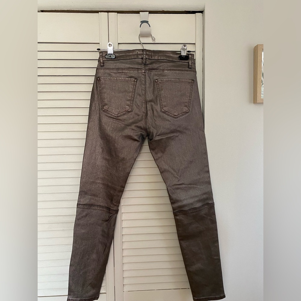 Zara Biker Silver Metallic Jeans - Picture 2 of 11